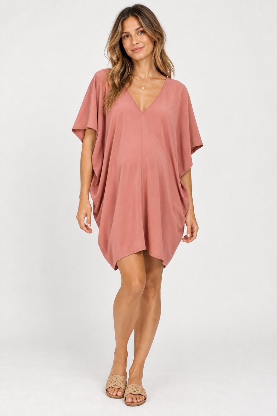 HATCH Pink Maternity Short Sleeve Mini Dress New One Size XS SM L